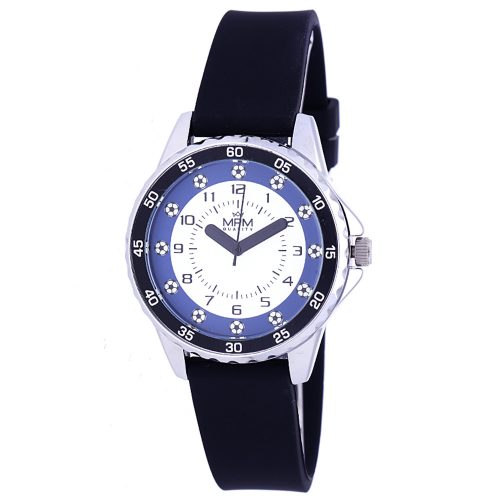 Detské hodinky MPM Soccer Balls – C – kovové púzdro – biely/modrý ciferník Detské náramkové hodinky Karol Bohony